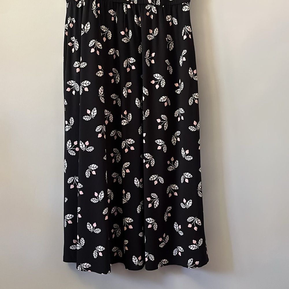 NWT Anne Klein Black White Floral Sleeveless Midi Dress Sundress Pocket Size 10 - Picture 4 of 15